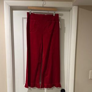 Anthropologie’s Maeve - The Colette, Cropped Red Ruffle Hem Pants